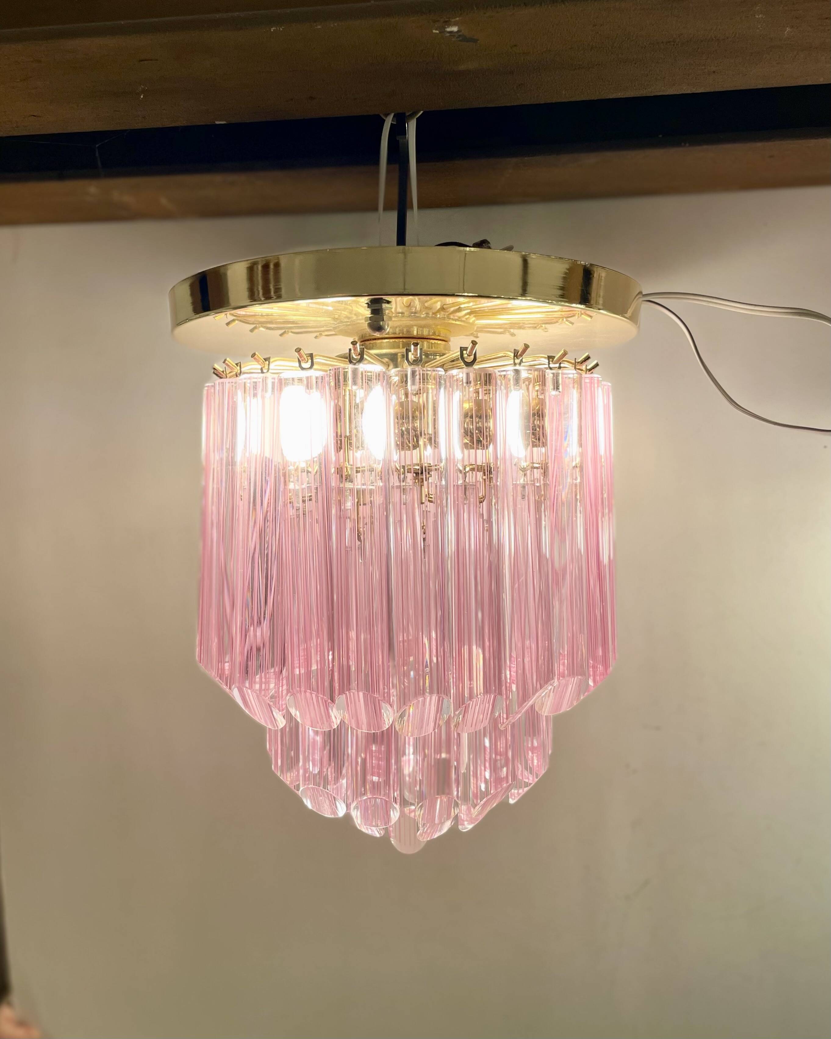 Lampe de plafond striée Murano, années 1980