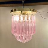 Lampe de plafond striée Murano, années 1980