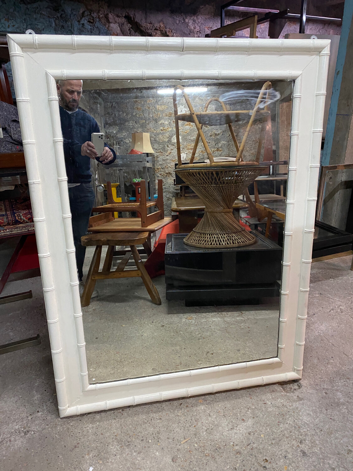 Wooden and bamboo mirror