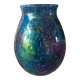 Vase Laque Line verre eglomisé vintage 80