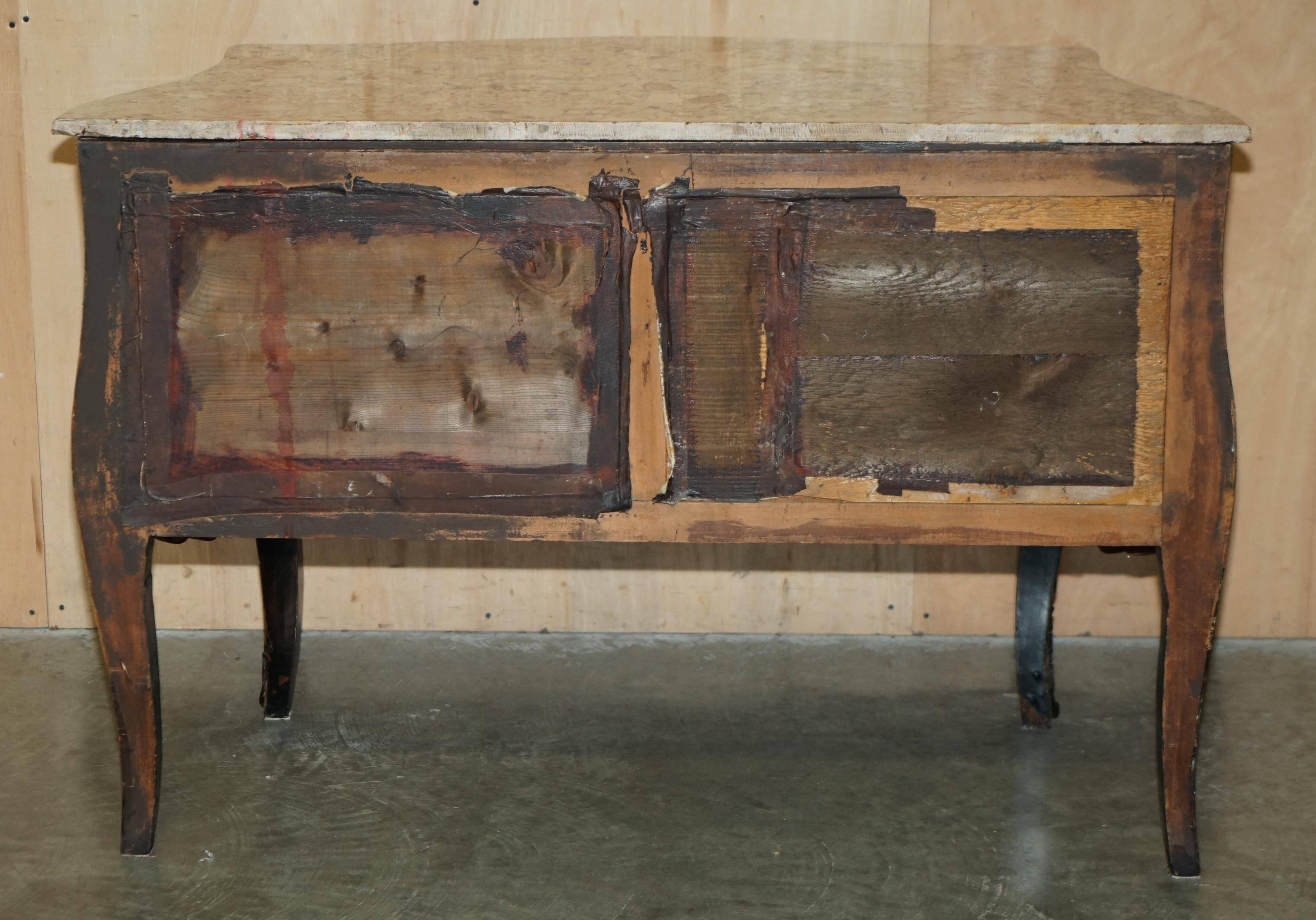 Antique Chinoiserie Commode Hand-Painted with Marble Top