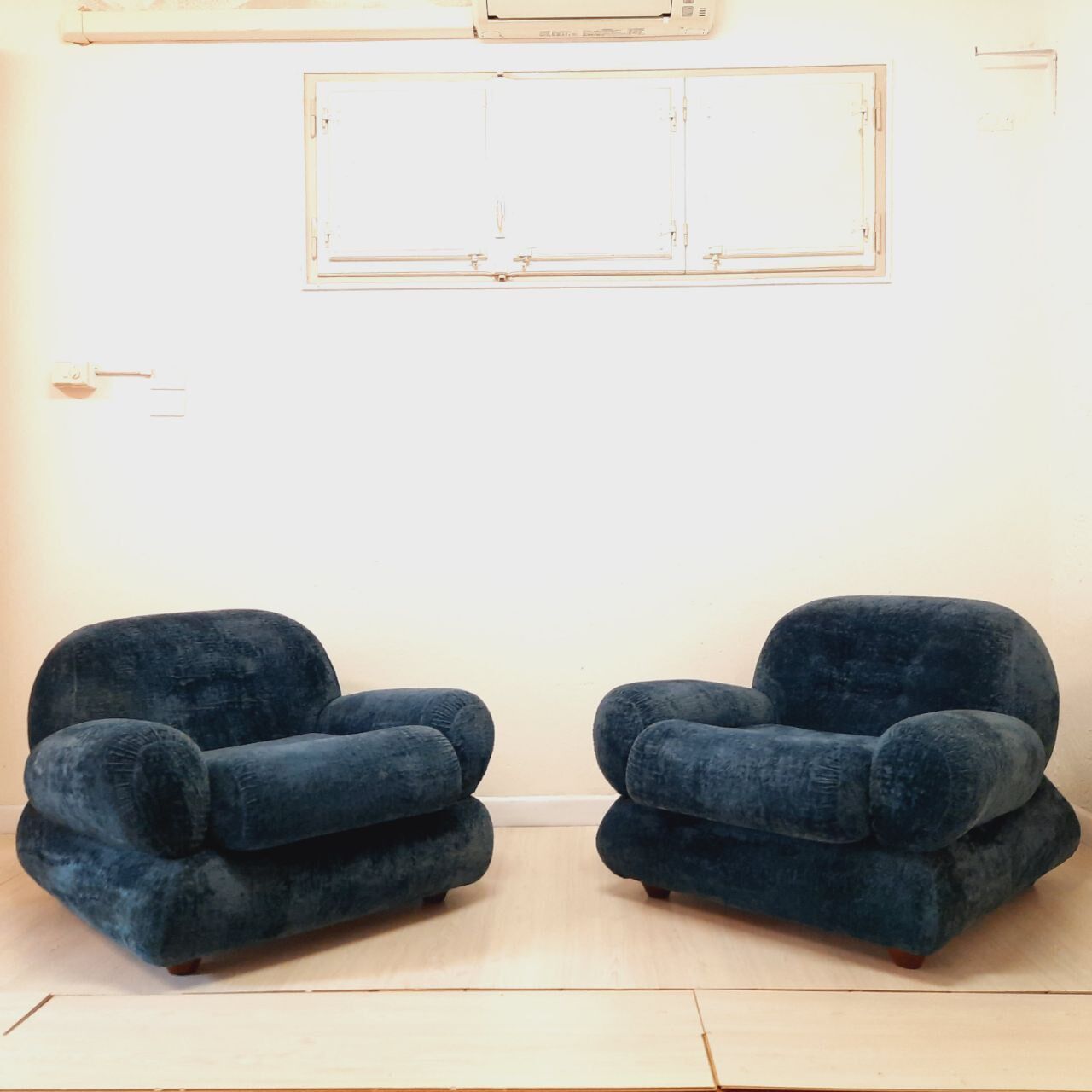 Pair of armchair - vintage - 1960s / 70s - petrol blue color.