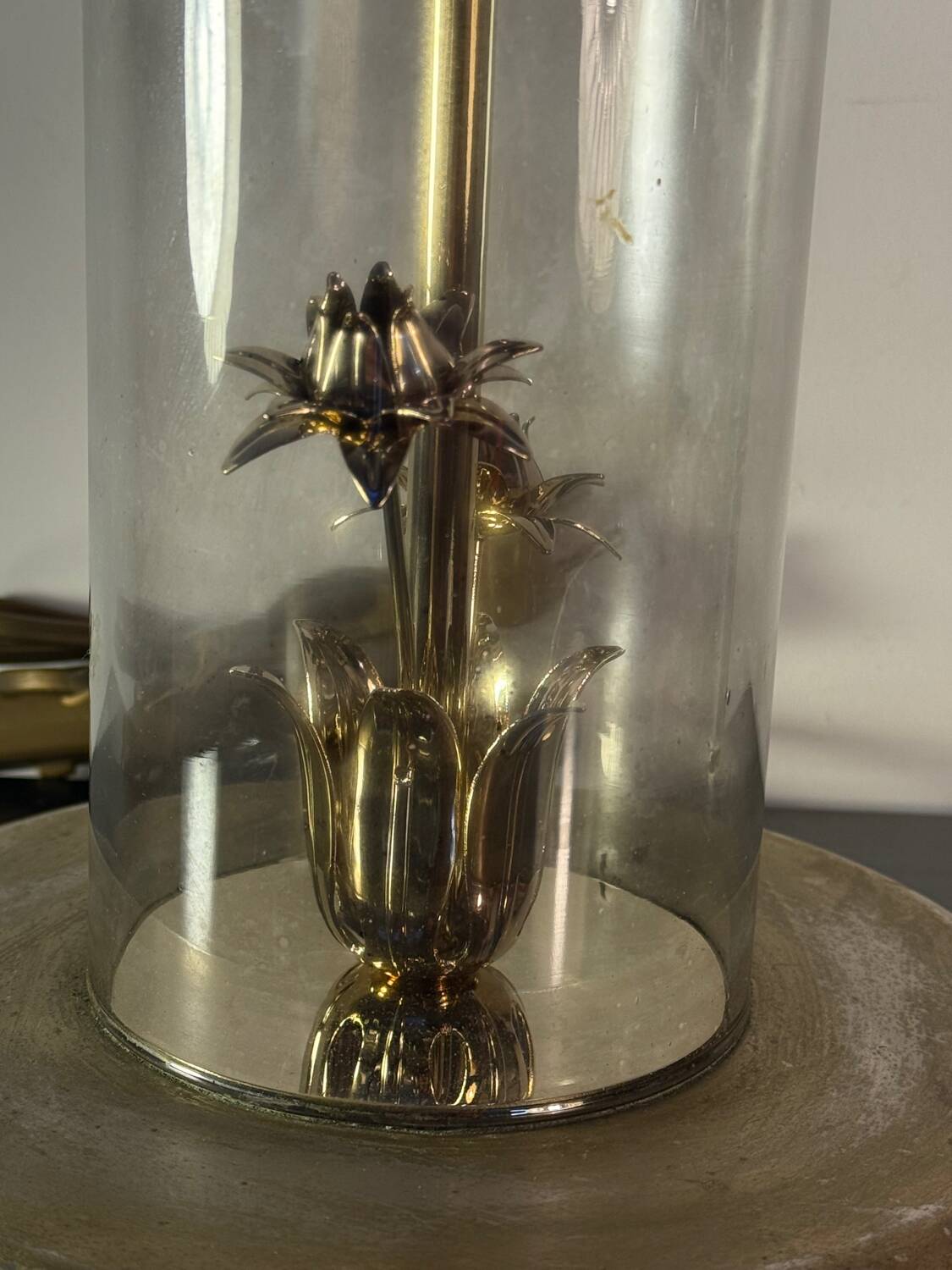 Lamp See Delmas glass and brass, vintage design