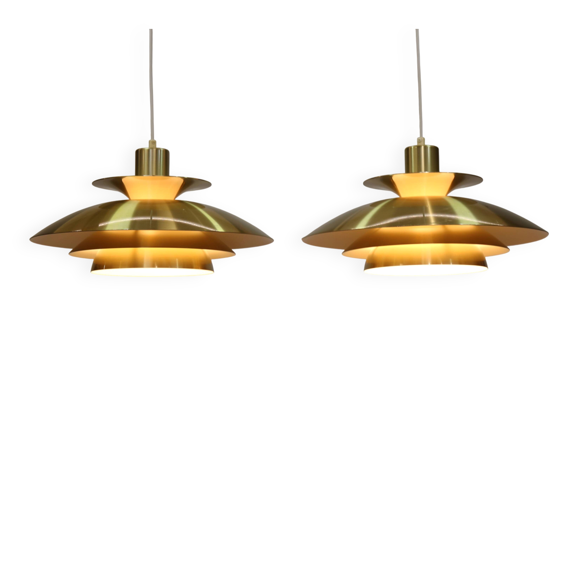 Rare golden pair of Danish design lamps  - great condition.