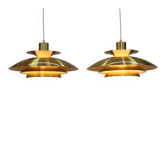 Rare golden pair of Danish design lamps  - great condition.