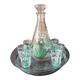 Vintage silkscreened lily of the valley motif liqueur set, 1940/50
