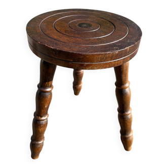 Turned wooden tripod stool