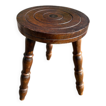 Turned wooden tripod stool