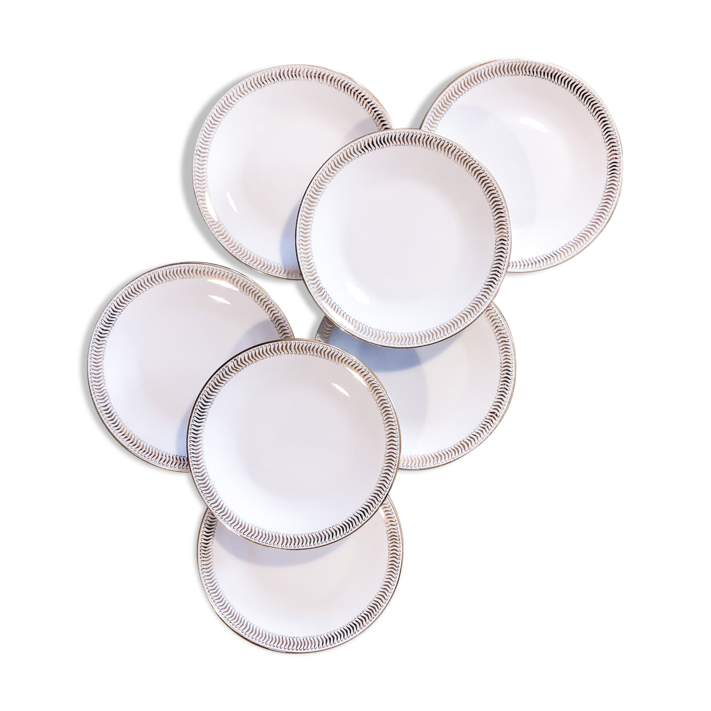 Set of 7 porcelain dessert plates from Limoges