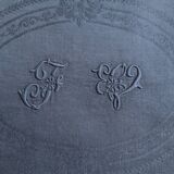 2 large damask napkins dyed in dark blue FV