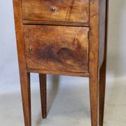 Directoire bedside table in walnut with marble top.