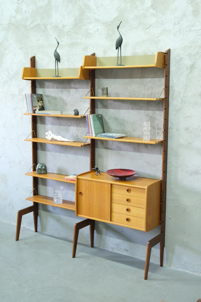 Mid-Century Modular Free-Standing Teak Wall Unit  by John Texmon for Blindheim Mobelfabrik, Norway,