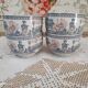 Set of 4 Japanese tea cups without handle pale blue and pink décor