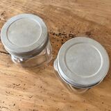 Set of 2 antique jars with aluminum lids