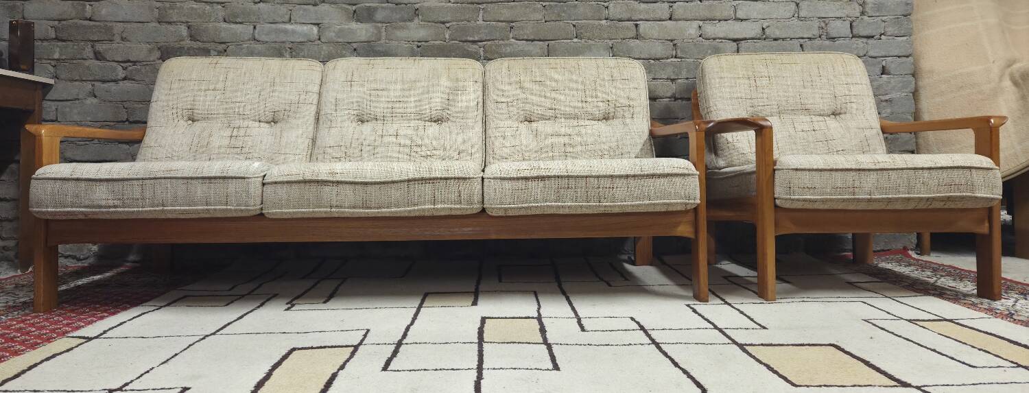 Danish canapé and its 1970s teak armchair
