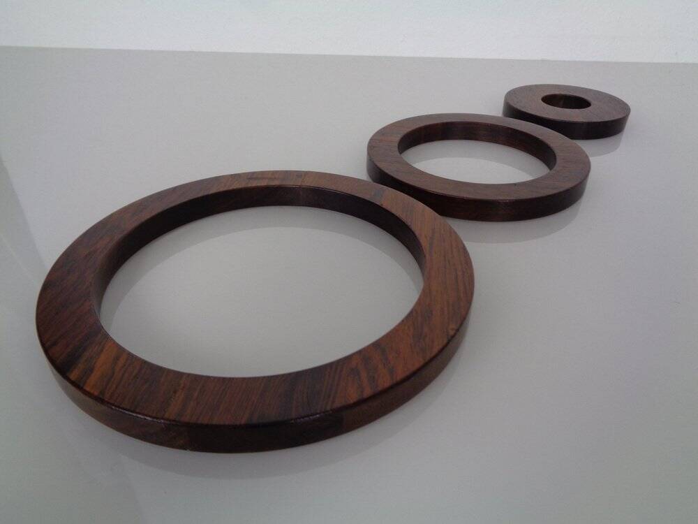 Danish Rosewood Coasters, 1960s, Set of 3