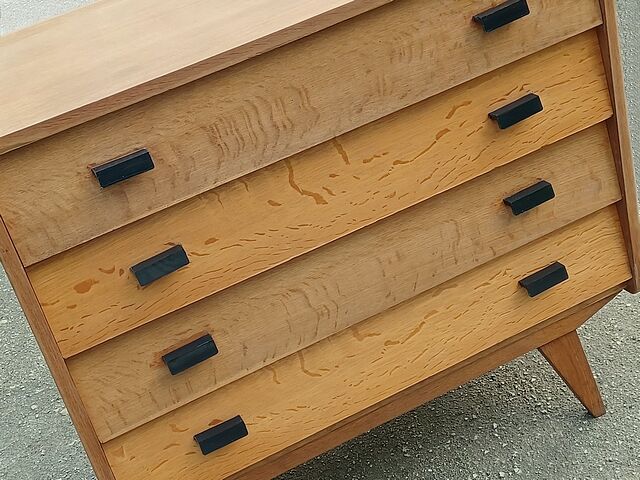 Vintage 1960s chest of drawers with compass legs