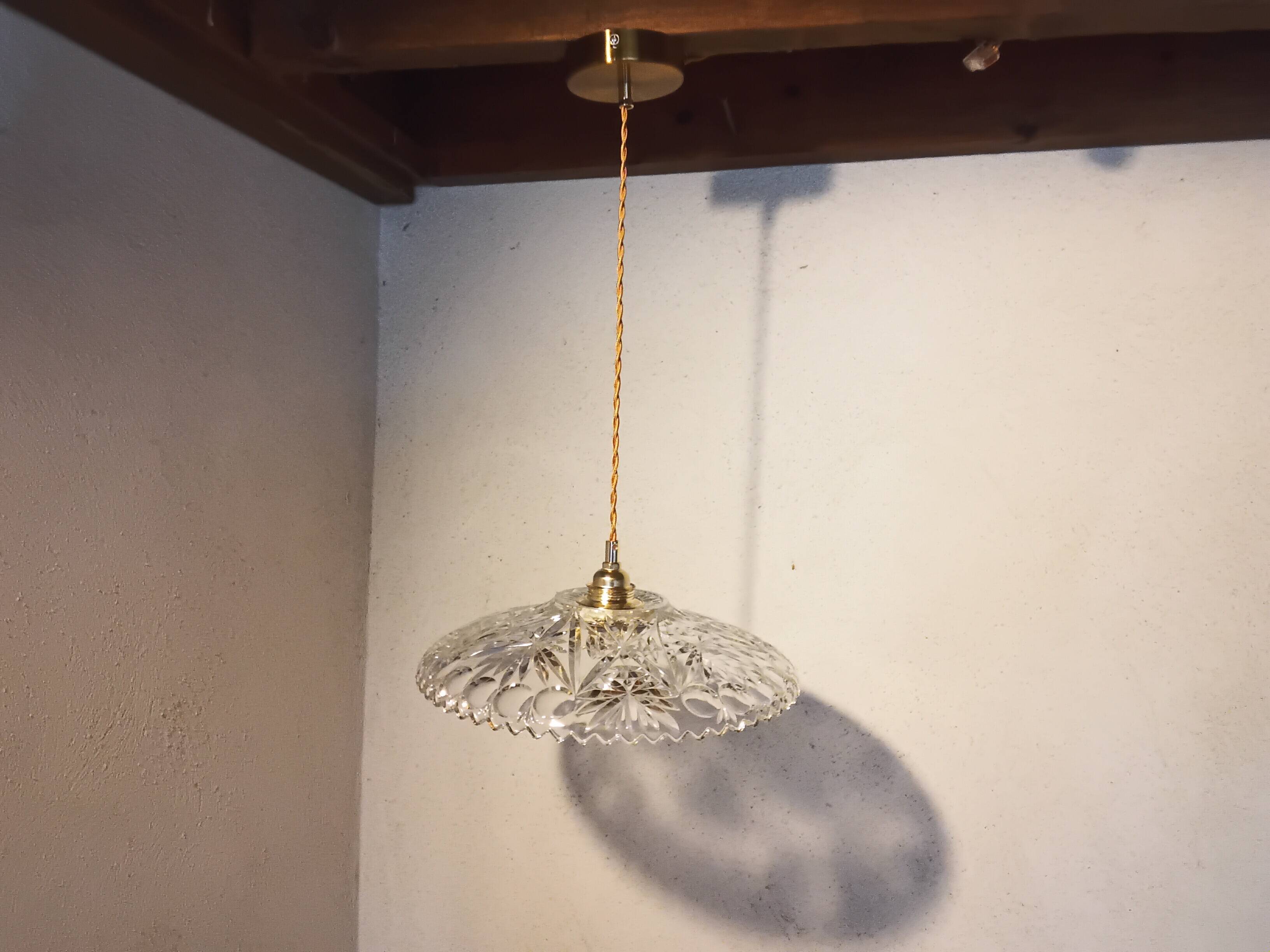 Vintage chiseled glass pendant light