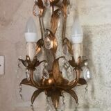 Wall lamp gold metal sheets and grapevines