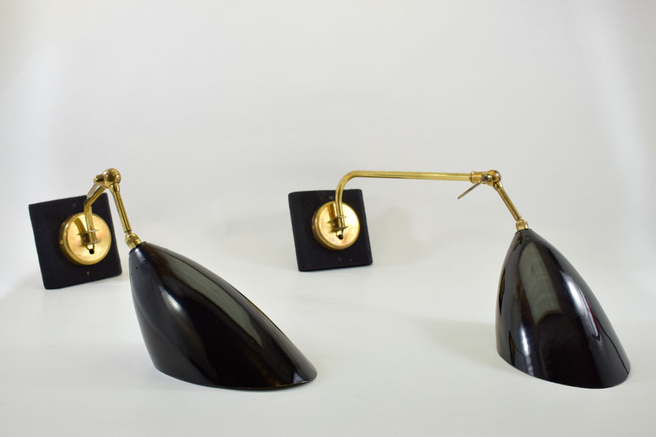 Large pair of vintage Italian wall light brass 1960 certified original edition, no copy