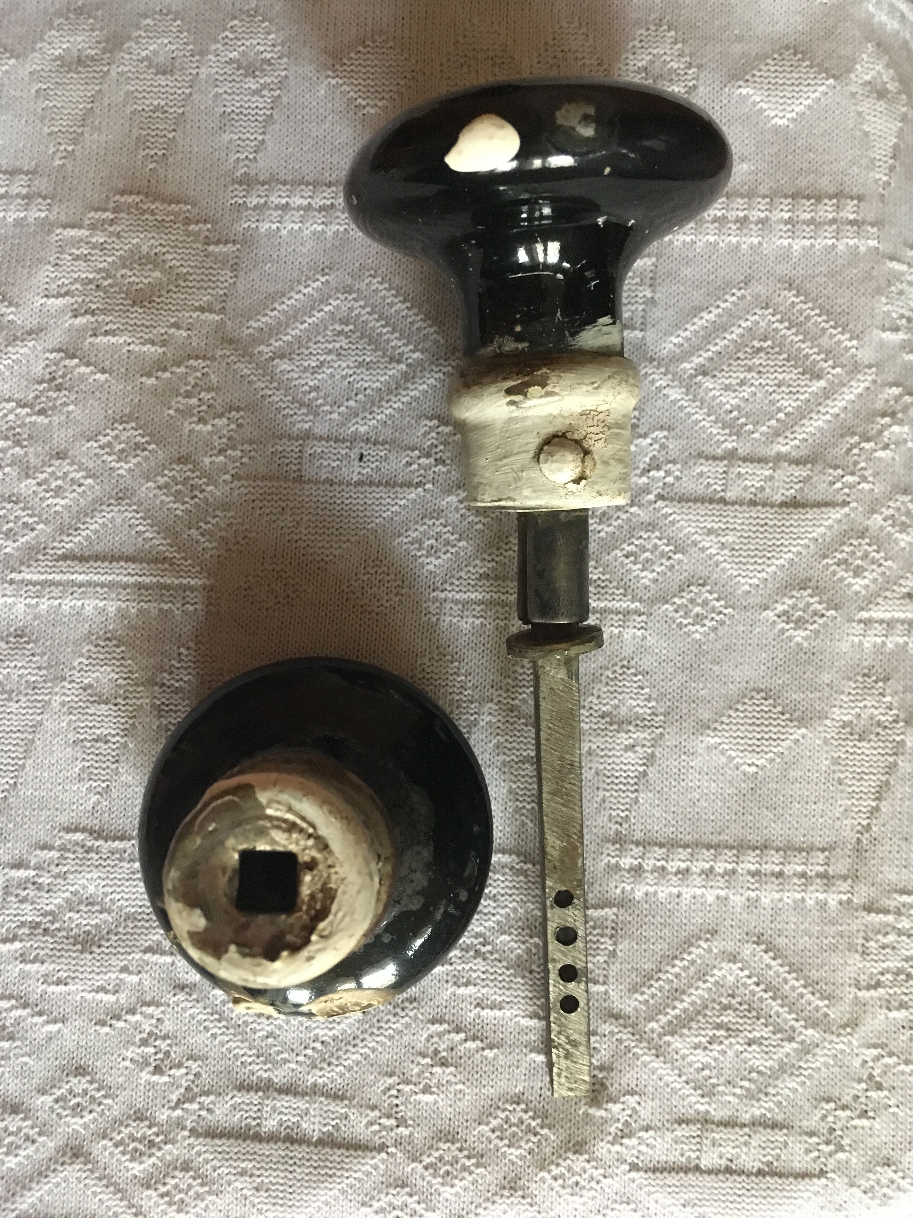 Set of black bakelite door handles