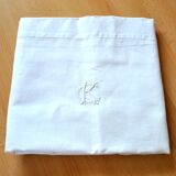 Vintage openwork cotton pillowcase and embroidered monogram CK 78x75