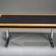 Mid-century modern oak and chrome desk with leather top, 1980s