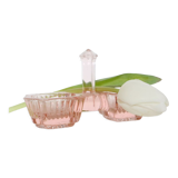Servant salt pepper in pink glass, molded glass, vintage french, authentic
