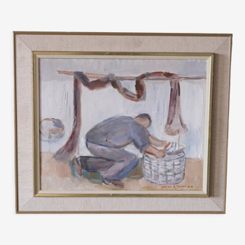 Oil on Canvas by Anders Jönsson, 1960's, Framed