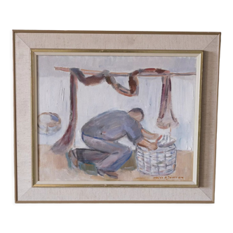 Oil on Canvas by Anders Jönsson, 1960's, Framed