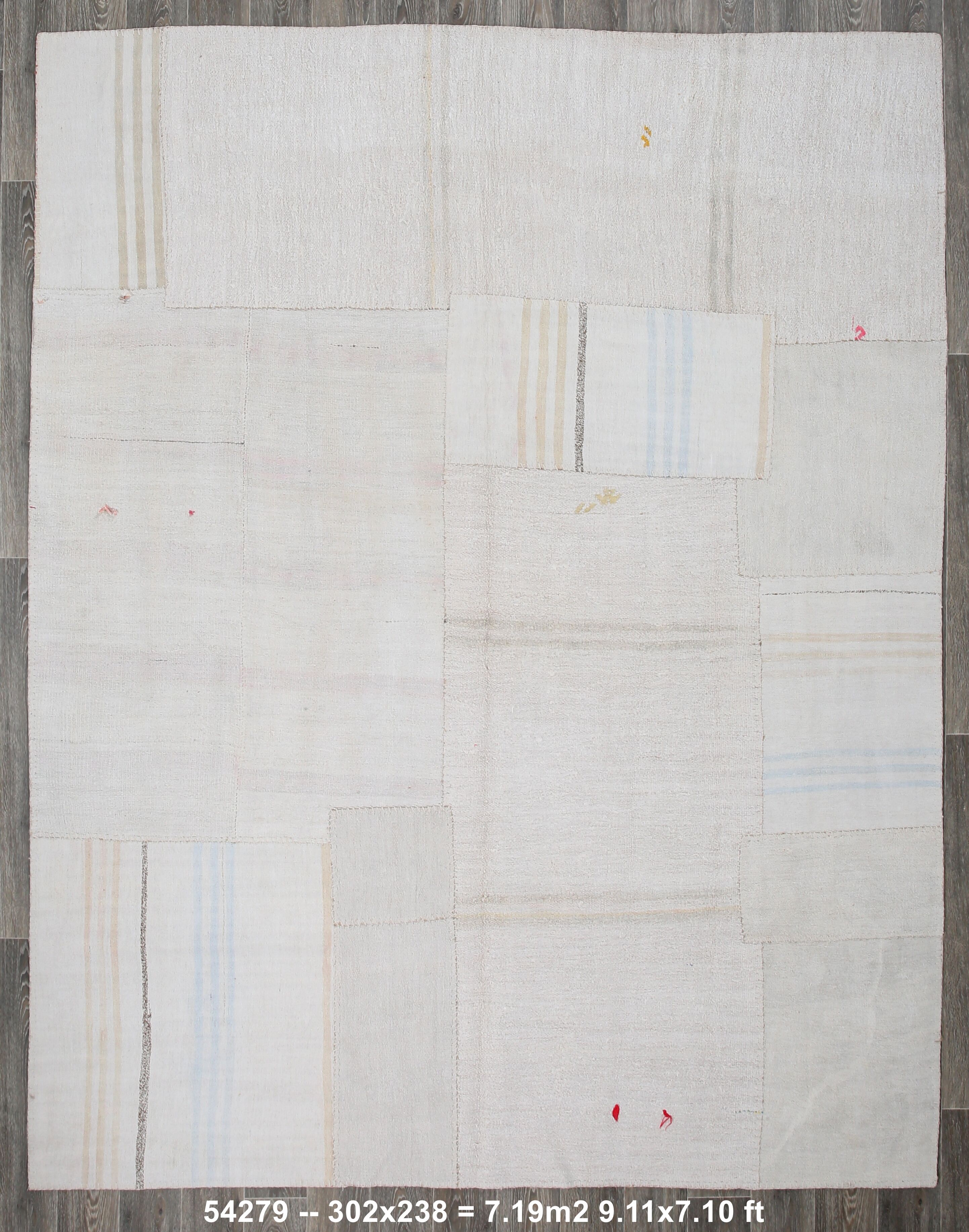 Off-White Oversize Vintage Kilim Rug For Designer, 238x302 Cm