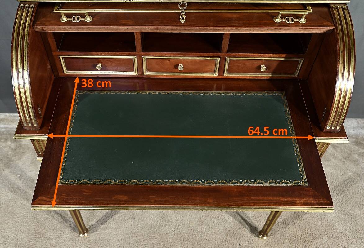 Rare Small Cylinder Desk and Showcase, Louis XVI style – Mid-19th century