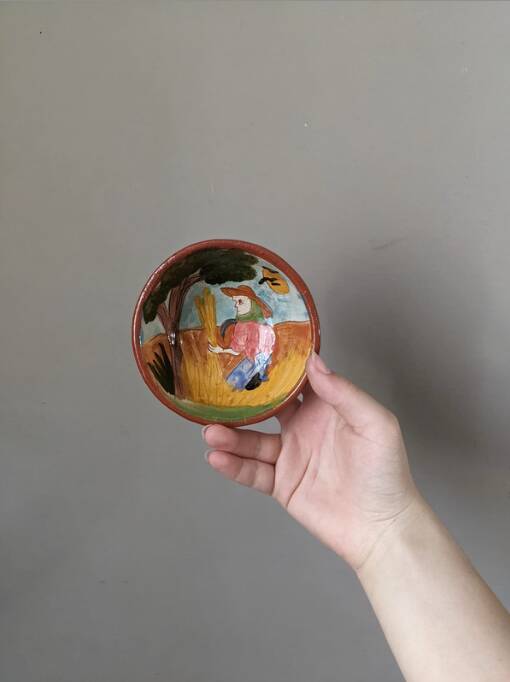 Handmade empty pocket bowl, hand-painted decor, vintage bowl, slow deco