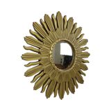 Miroir Soleil Vintage Miroir Sunburst Convexe Résine Dorée 48cm