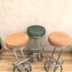 Vintage 80s green metal bar stool.