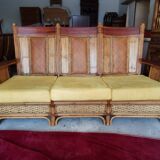 Old set sofa and rattan chair and caning