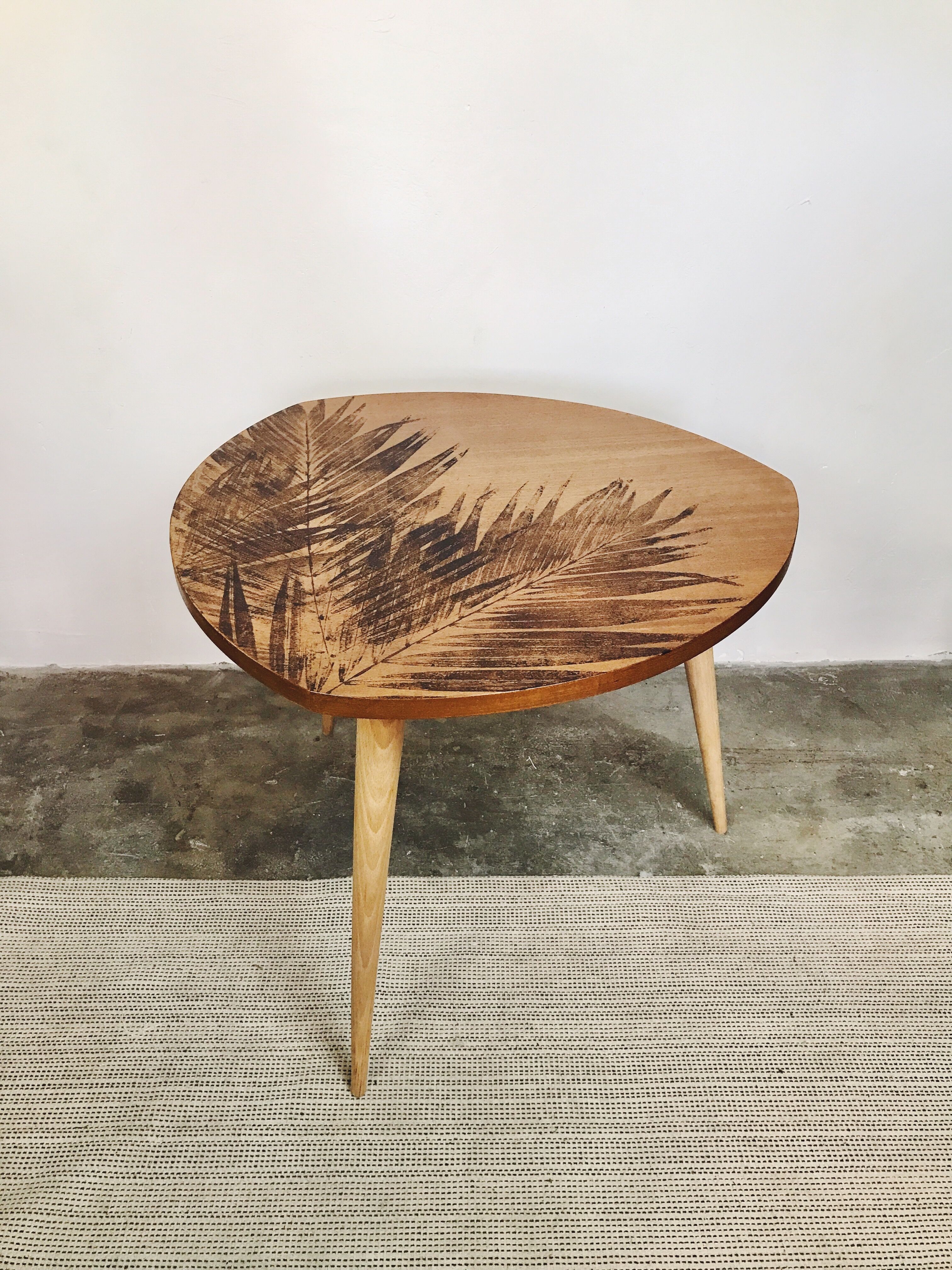 Wooden coffee table compass legs