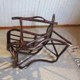 Rare-Vintage - Set of two rattan and bamboo armchairs - reclining armchairs - 80s