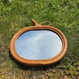 Vintage rattan apple mirror