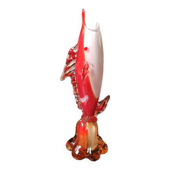 Soliflore Vase/Swordfish Fish Figurine in Murano Italy blown art glass. High 29 cm