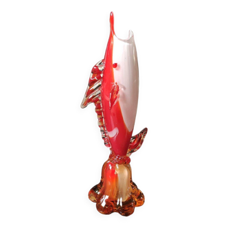 Vase Soliflore/Figurine Poisson Espadon en verre d Art soufflé Murano Italie. Haut 29 cm