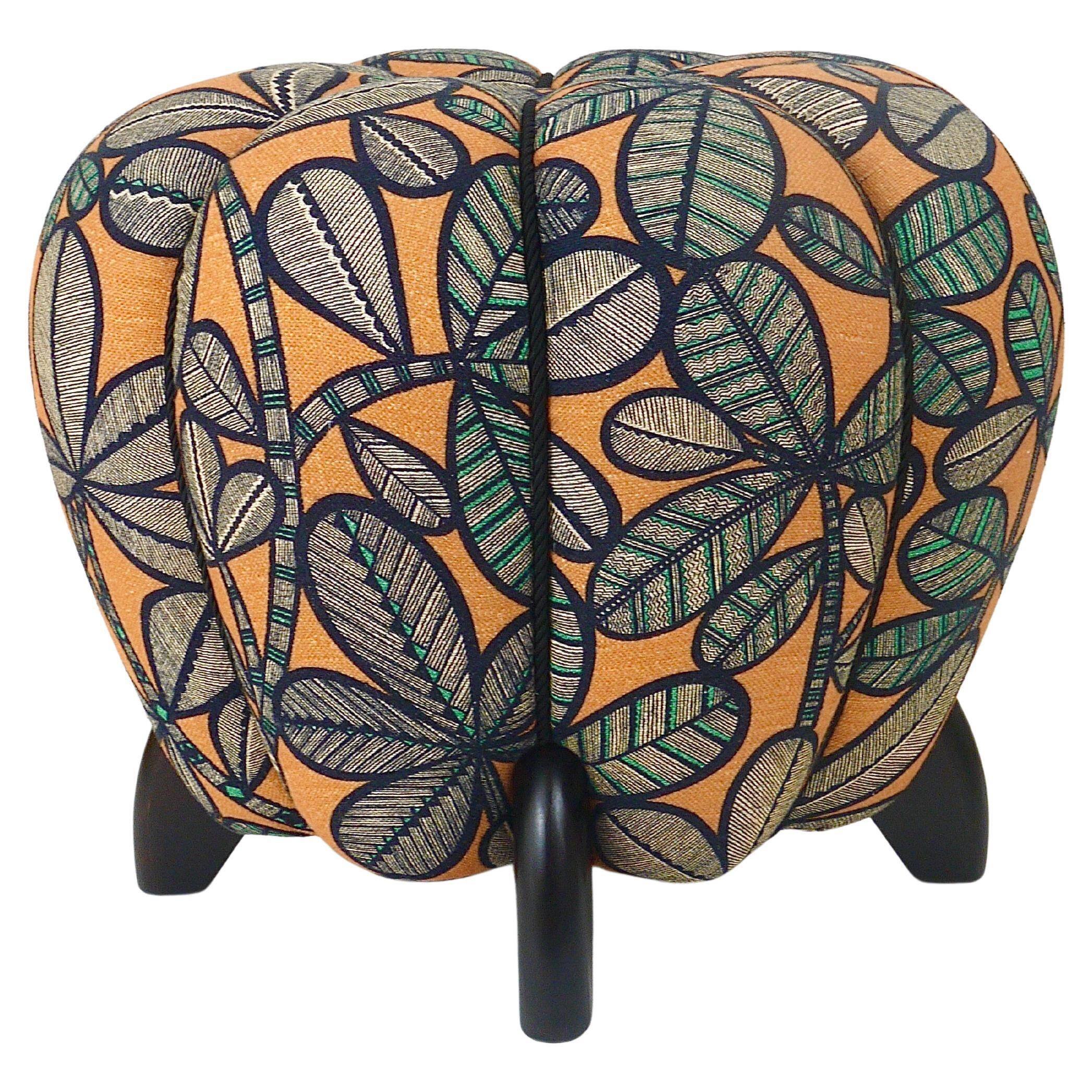 up to 3 Art Deco stools by Jindrich Halabala, leaf pattern, pouf, ottoman, 1930s