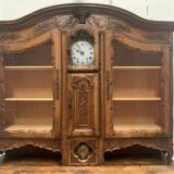 Provencal buffet in solid walnut Two-body buffet with pendulum 19th century