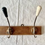 Vintage wooden wall coat rack - 4 hooks