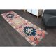 1970s Turkish Oushak Handmade Wool Cotton Pink Runner Rug 82x285