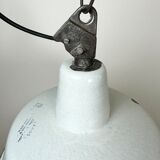 Industrial White Enamel Factory Lamp with Cast Iron Top, 1960s
