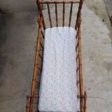 Charming wooden baby bed, 19th century style, faux bamboo