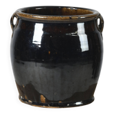 Hú - Pot à confit chinois émaillé noir n°1