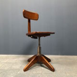 Brown beech wooden Albert Stoll atelier or desk chair from the 1920s