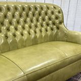 3-seater Chesterfield sofa in olive green leather